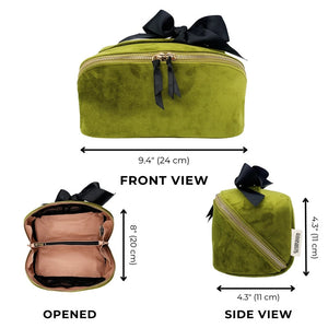 Bag-All Green Velvet Accordion Makeup Bag | Build A Luxury Custom Gift Box for Women with Luxe & Bloom