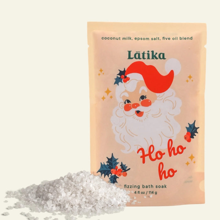 Latika Beauty Santa Fizzing Bath Soak on a white background | Build A Custom Luxury Christmas Gift Box for Women with Luxe & Bloom