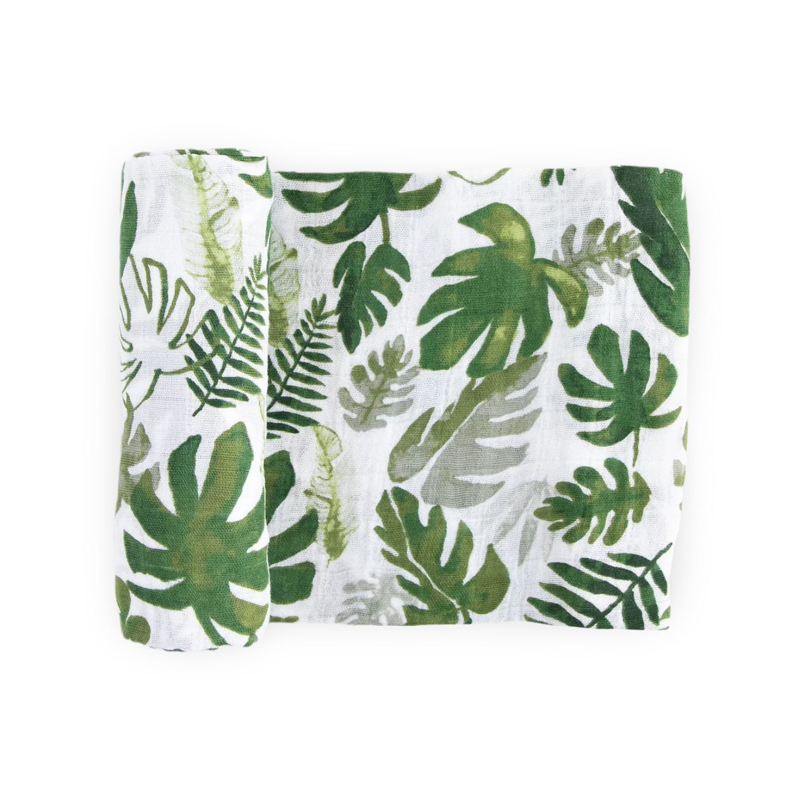 Little Unicorn Tropical Leaf Cotton Muslin Swaddle Blanket | Build A Luxury Custom Baby Gift Box with Luxe & Bloom