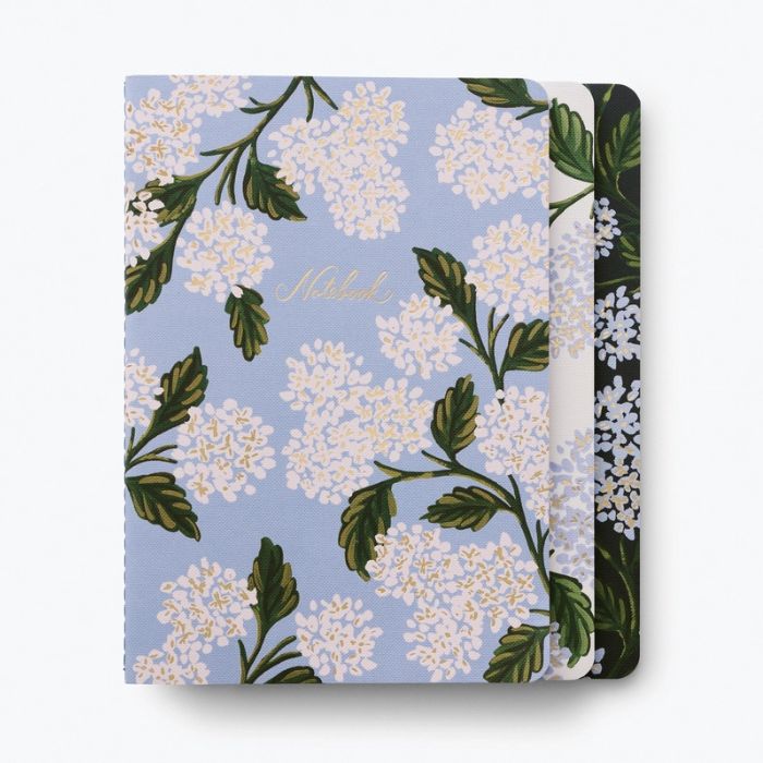 Rifle Paper Co. Set of 3 Hydrangea Stitched Notebooks | Build A Luxury Custom Gift Box for Women with Luxe & Bloom