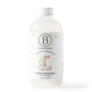 Bathorium bubble bath milk bottle on a white background