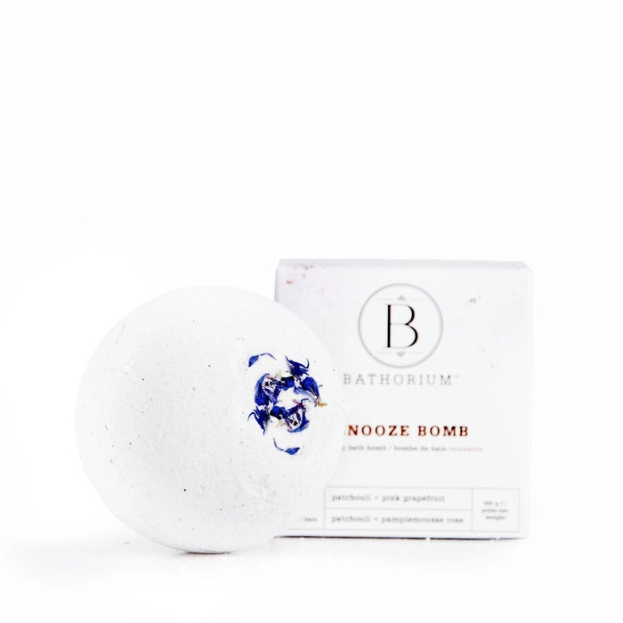 Bathorium Snooze Bath Bomb with packaging on a white background | Build A Luxury Custom Gift Box for Women with Luxe & Bloom
