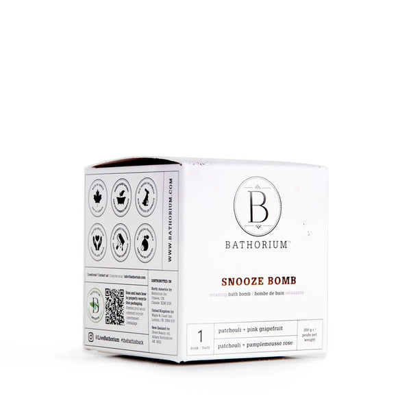 Bathorium Snooze Bomb packaging on a white background