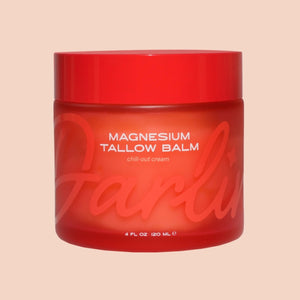 Darlin' Skincare Magnesium Tallow Balm in a red jar on beige background | Build A Luxury Custom Gift Box for Women with Luxe & Bloom