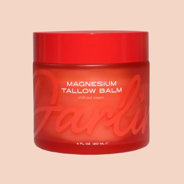 Darlin' Skincare Magnesium Tallow Balm in a red jar on beige background | Build A Luxury Custom Gift Box for Women with Luxe & Bloom