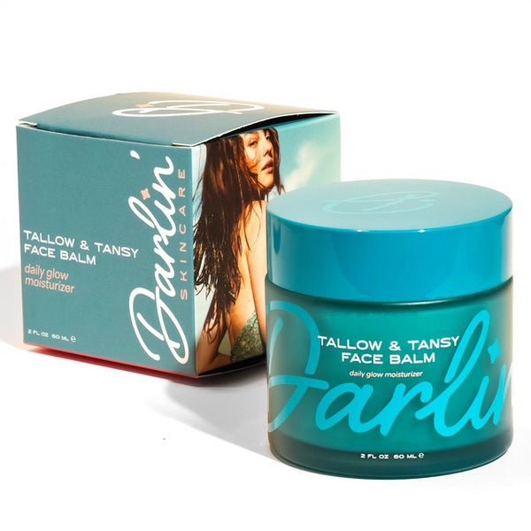 Jar and packaging of Darlin Skincare Tallow & Tansy Face Balm on a white background | build a luxury custom gift box for women with Luxe & Bloom