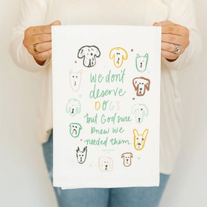 Person holding a Doe A Deer We Don't Deserve Dogs Flour Sack Towel | Build A Luxury Custom Gift Box for Women with Luxe & Bloom