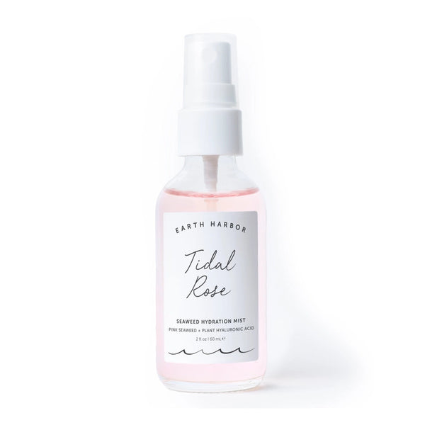 Bottle of Earth Harbor Tidal Rose mist on a white background