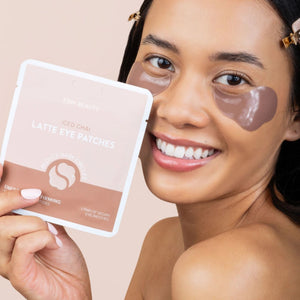 ESW Beauty Iced Chai Latte Eye Patches on Model | Build A Luxury Custom Gift Box for Women with Luxe & Bloom