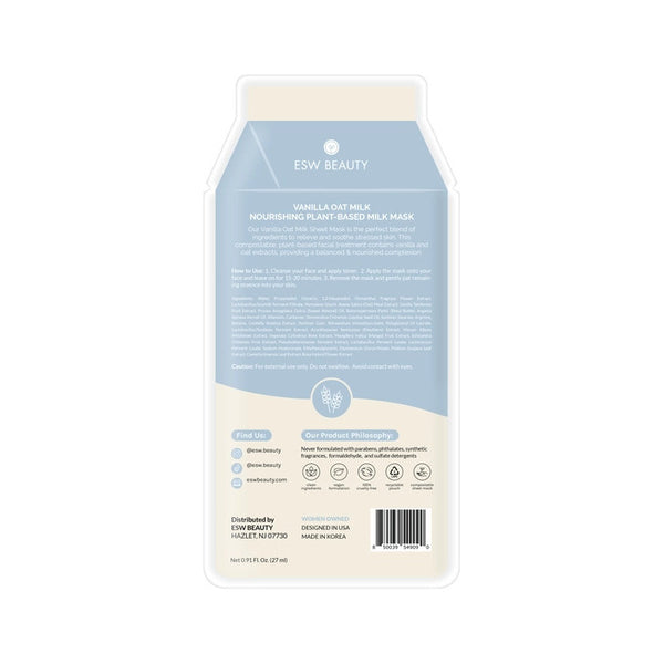 ESW Beauty Vanilla Oat Milk Sheet Mask Back | Build A Luxury Custom Gift Box for Women with Luxe & Bloom