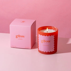 Glow Sentimental Scented Candle with pink packaging on a pink background | Build A Luxury Custom Gift Box for Women with Luxe & Bloom