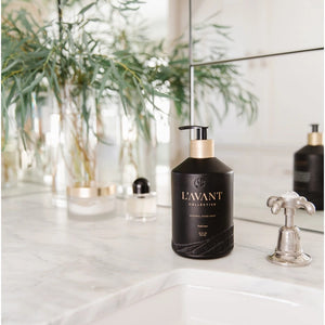 L'AVANT Collective Fresh Linen Hand Soap On Bathroom Counter | Build A Luxury Custom Gift Box for Women with Luxe & Bloom