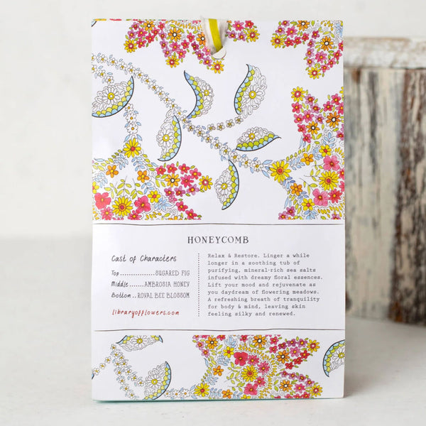 Library Of Flowers Honeycomb Bath Salts Back | Build A Luxury Custom Gift Box for Women with Luxe & Bloom