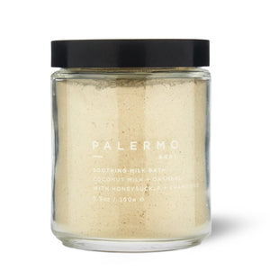 Glass Jar of Palermo Body Soothing Milk Bath on a white background | Build A Luxury Custom Gift Box for Women with Luxe & Bloom