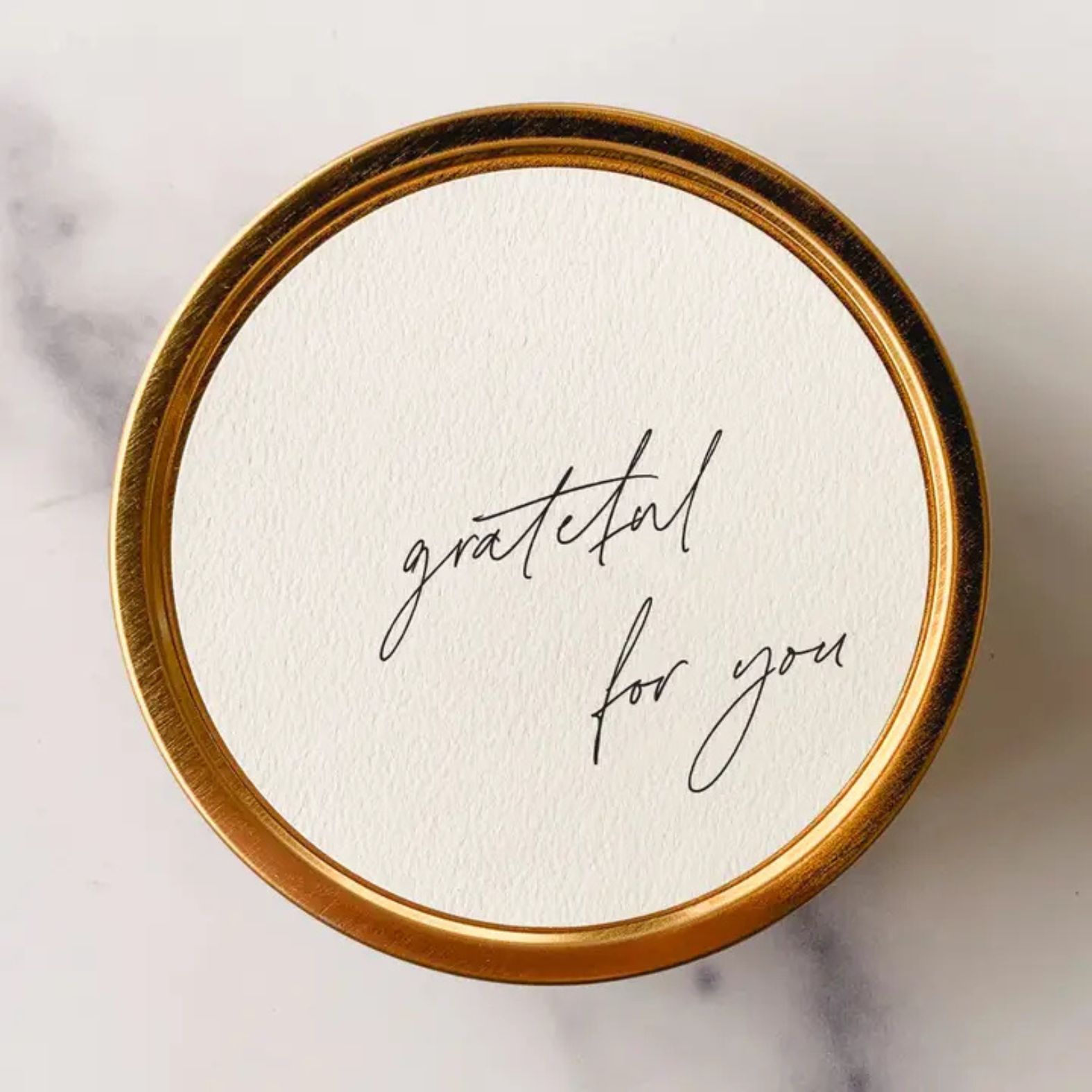 Simply Curated Grateful For You Gold Tin Candle in Guava Fig Scent | Build A Luxury Custom Gift Box with Luxe & Bloom