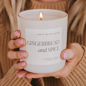Woman Holding Sweet Water Decor Gingerbread & Spice Candle | Build A Luxury Custom Gift Box for Women with Luxe & Bloom