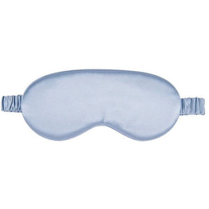 Ice blue 100% mulberry silk sleep mask on a white background | Build A Luxury Custom Gift Box for Women with Luxe & Bloom