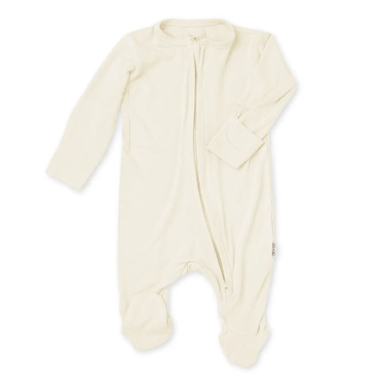 Ali+Oli Baby Ivory Bamboo 2-Way Zipper Footie | Build A Luxury Custom Baby Gift Box