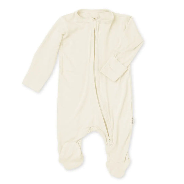 Ali+Oli Baby Ivory Bamboo 2-Way Zipper Footie | Build A Luxury Custom Baby Gift Box