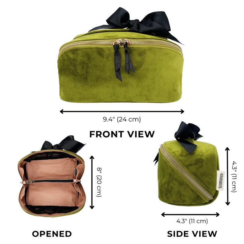Bag-All Green Velvet Accordion Makeup Bag | Build A Luxury Custom Gift Box for Women with Luxe & Bloom