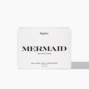 BajaZen Mermaid Body Buff Scrub packaging on a white background | Build A Luxury Custom Gift Box for Women with Luxe & Bloom