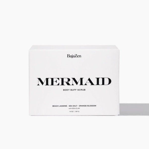 BajaZen Mermaid Body Buff Scrub packaging on a white background | Build A Luxury Custom Gift Box for Women with Luxe & Bloom