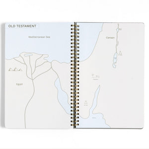 Open Church Notes notebook showing a map of the Old Testament with labels for Egypt, Mediterranean Sea, and Canaan.