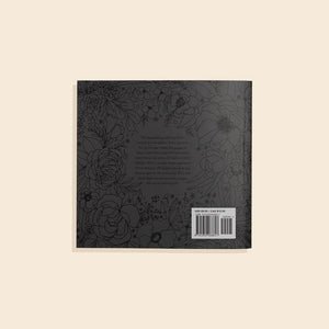 Bloom Travel Size Floral Coloring Book back cover on a beige background | Build A Luxury Custom Gift Box for Women with Luxe & Bloom