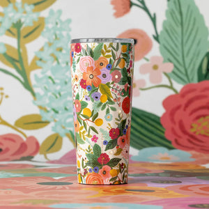 Corkcicle x Rifle Paper Co. Garden Party Tumbler on a floral background | Build A Luxury Custom Gift Box for Women with Luxe & Bloom