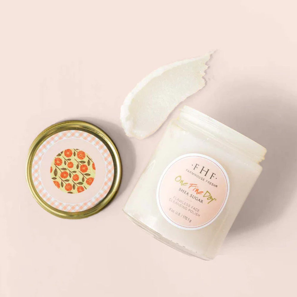Farmhouse Fresh One Fine Day® Flawless Face Polish with lid on a pink background | Build A Luxury Custom Gift Box for Women with Luxe & Bloom