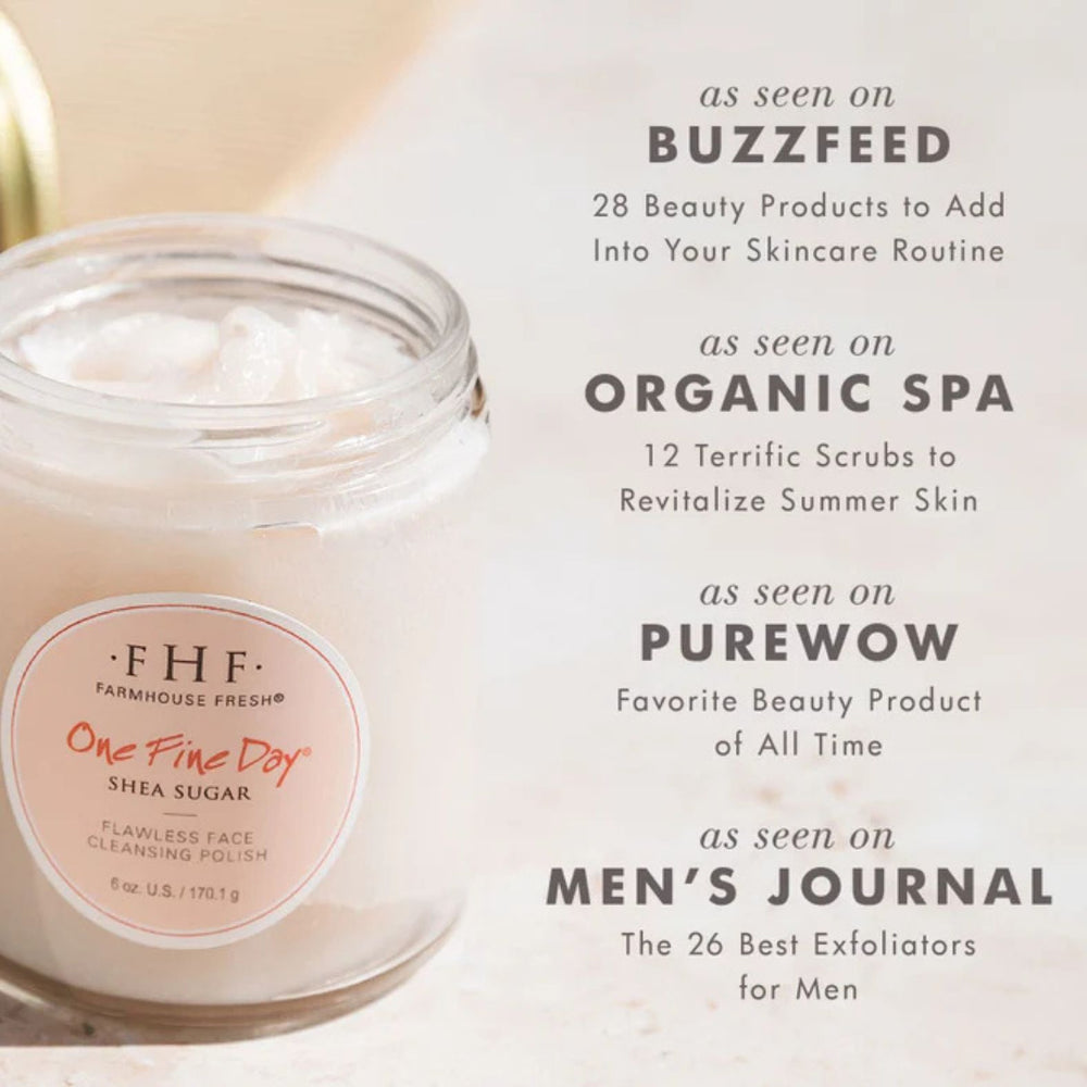 Farmhouse Fresh One Fine Day® Flawless Face Polish with lid on a pink background | Build A Luxury Custom Gift Box for Women with Luxe & Bloom