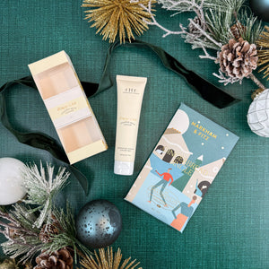 Holiday Petite Treat Luxury Curated Christmas Gift Box for Women | Includes Farmhouse Fresh Honey-Chai Steeped Milk Lotion and Markham & Fitz Gingerbread Jingle Chocolate Bar
