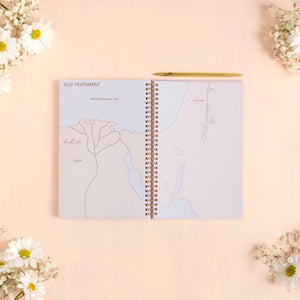 Lilac Church Notes Bible Reference Notebook with Maps on a cream background with flowers | Build A Custom Christian Gift Box for Women with Luxe & Bloom
