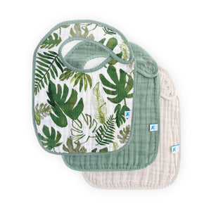 Little Unicorn Tropical Leaf Cotton Muslin Classic Bib 3 Pack | Build A Luxury Custom Baby Gift Box with Luxe & Bloom
