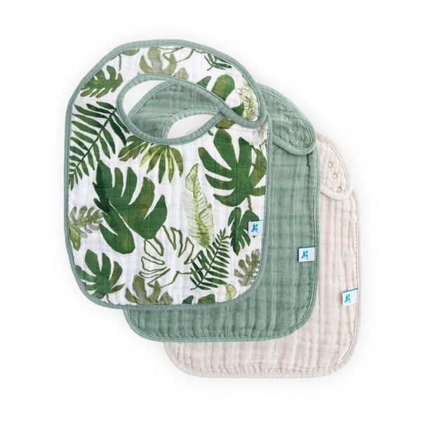 Little Unicorn Tropical Leaf Cotton Muslin Classic Bib 3 Pack | Build A Luxury Custom Baby Gift Box with Luxe & Bloom