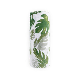 Little Unicorn Tropical Leaf Cotton Muslin Swaddle Blanket | Build A Luxury Custom Baby Gift Box with Luxe & Bloom