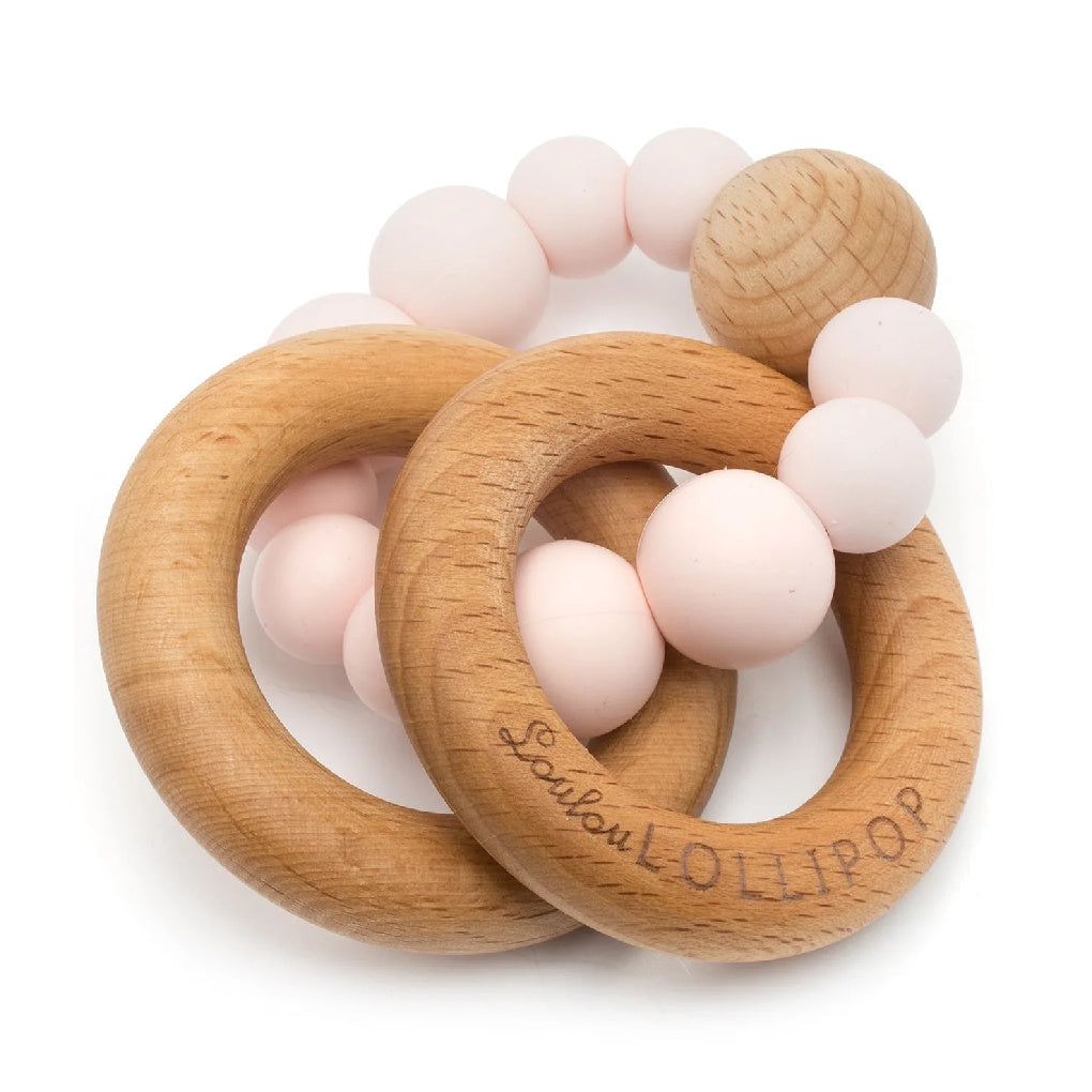 Loulou Lollipop Pink Quartz Bubble Silicone & Wood Teether | Build A Luxury Custom Baby Gift Box with Luxe & Bloom