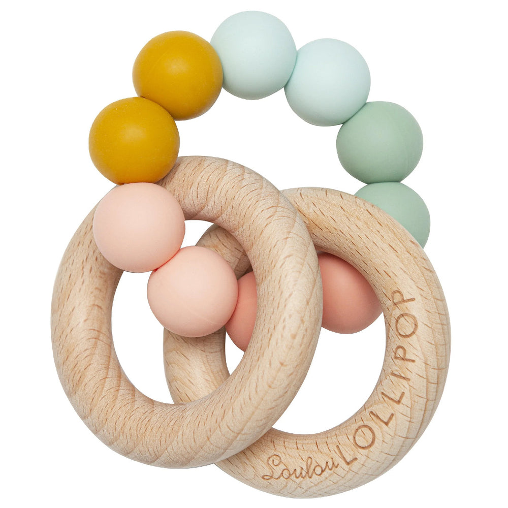 Loulou Lollipop Rainbow Bubble Silicone & Wood Teether | Build A Luxury Custom Baby Gift Box with Luxe & Bloom