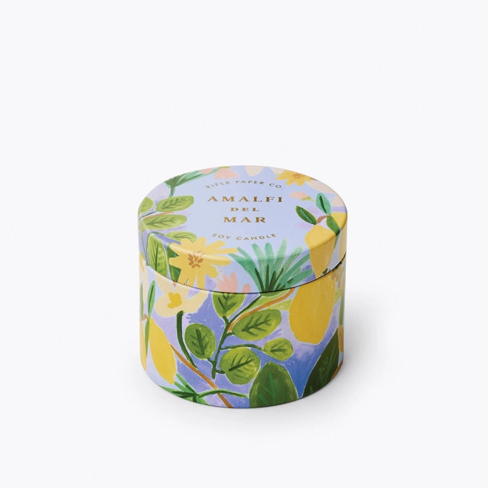 Rifle Paper Co. Amalfi Del Mar Tin Candle with Lid | Build A Luxury Custom Gift Box for Women with Luxe & Bloom