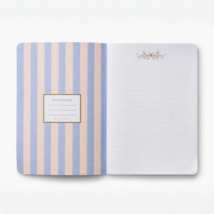 Open Rifle Paper Co. Hydrangea notebook with striped cover on a white background | Build A Luxury Custom Gift Box for Women with Luxe & Bloom