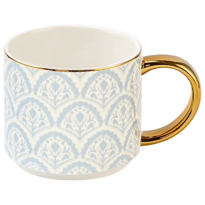 Sweet Water Decor Blue Fan Fine Bone China Coffee Mug with Gold Handle | Build A Luxury Custom Gift Box for Women with Luxe & Bloom