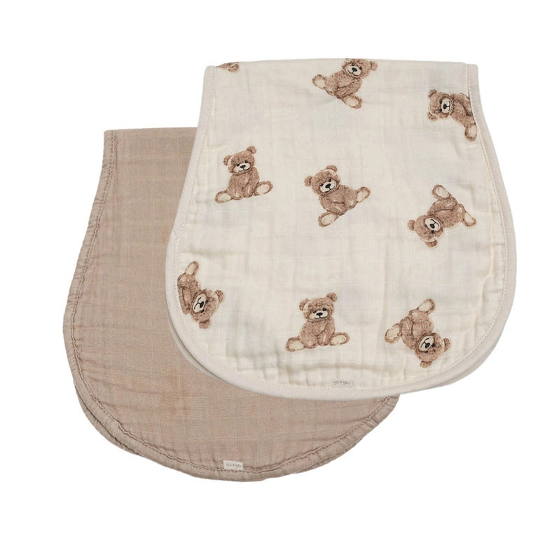 Ali + Oli Teddy Bear Bamboo Muslin Burp Cloths | Build A Luxury Custom Baby Gift Box with Luxe & Bloom