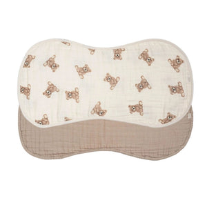 Ali + Oli burp cloths with teddy bear pattern on a white background