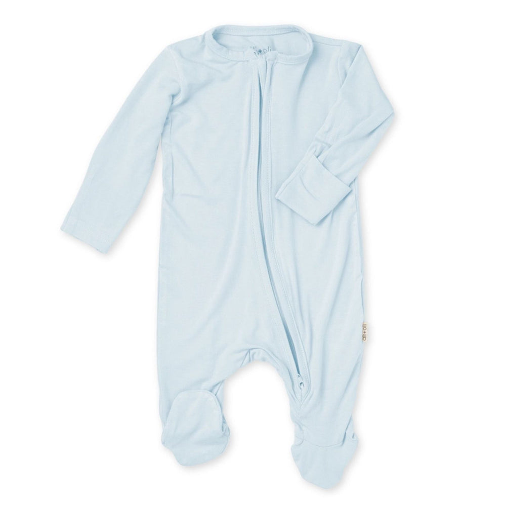 Ali+Oli Baby Blue Bamboo 2-Way Zipper Footie | Build A Luxury Custom Baby Gift Box | Baby Shower Gift