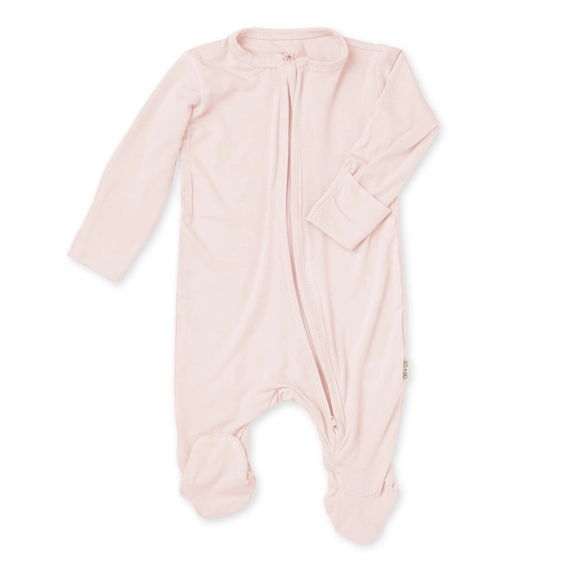 Ali+Oli Blush Bamboo Baby Footie with 2-Way Zipper | Build A Luxury Custom Baby Gift Box with Luxe & Bloom