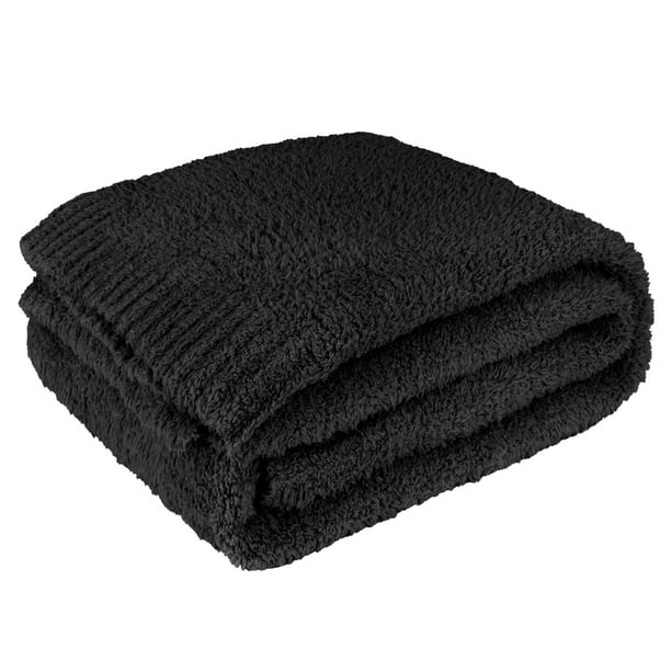 Buttery Soft Black Throw Blanket on a white background | Build A Luxury Custom Gift Box with Luxe & Bloom