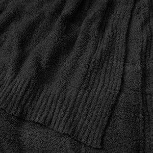 Close-Up of Our Buttery Soft Black Throw Blanket | Build A Luxury Custom Gift Box with Luxe & Bloom