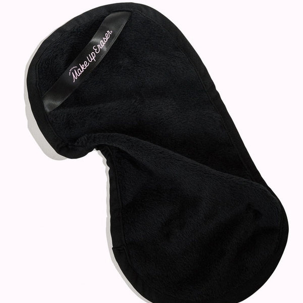 Black makeup eraser with brand name on a white background