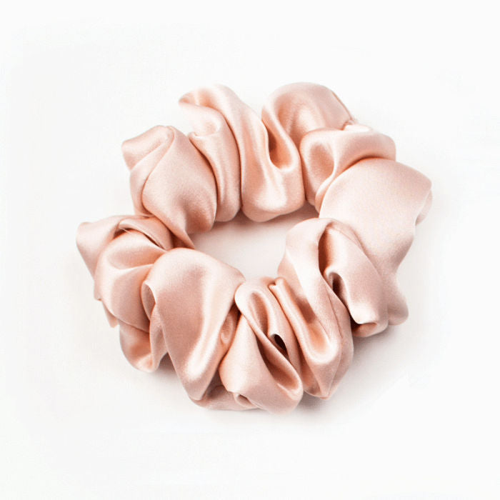 Blush Silk Scrunchie on a white background | Build A Luxury Custom Gift Box for Women with Luxe & Bloom