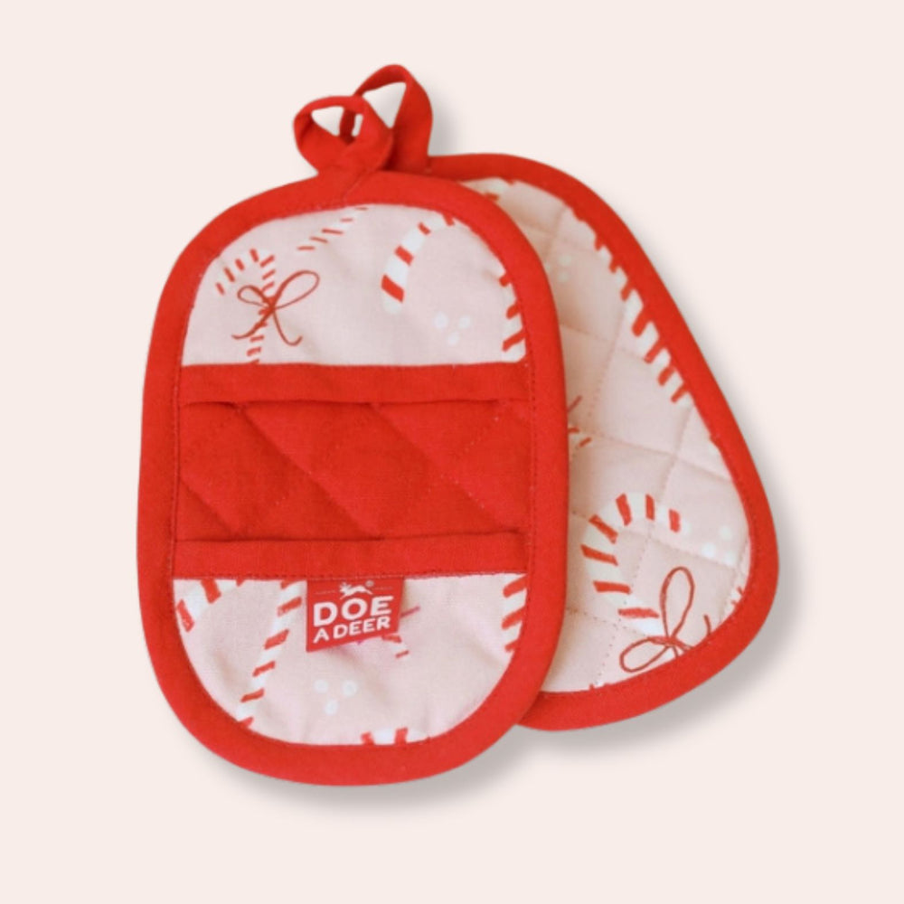 Doe A Deer Candy Cane Mini Oven Mitt Set | Build A Custom Christmas Gift Box with Luxe & Bloom